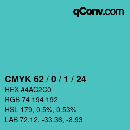 颜色代码: CMYK 62 / 0 / 1 / 24 | qconv.com