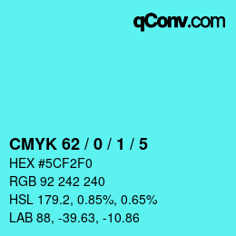 Color code: CMYK 62 / 0 / 1 / 5 | qconv.com