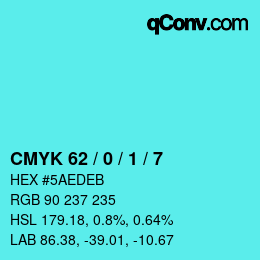 カラーコード: CMYK 62 / 0 / 1 / 7 | qconv.com