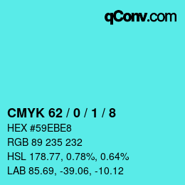 カラーコード: CMYK 62 / 0 / 1 / 8 | qconv.com