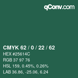 颜色代码: CMYK 62 / 0 / 22 / 62 | qconv.com