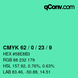 颜色代码: CMYK 62 / 0 / 23 / 9 | qconv.com