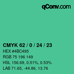 Color code: CMYK 62 / 0 / 24 / 23 | qconv.com