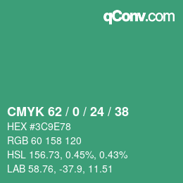 Farbcode: CMYK 62 / 0 / 24 / 38 | qconv.com