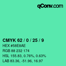 Color code: CMYK 62 / 0 / 25 / 9 | qconv.com