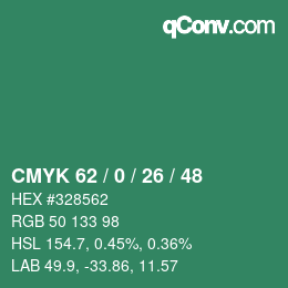 Farbcode: CMYK 62 / 0 / 26 / 48 | qconv.com