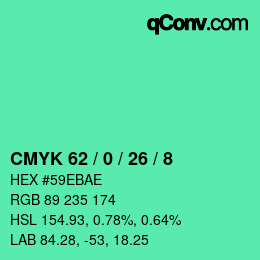 Farbcode: CMYK 62 / 0 / 26 / 8 | qconv.com