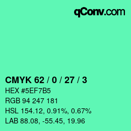 Color code: CMYK 62 / 0 / 27 / 3 | qconv.com