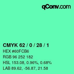 Color code: CMYK 62 / 0 / 28 / 1 | qconv.com