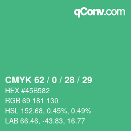 颜色代码: CMYK 62 / 0 / 28 / 29 | qconv.com