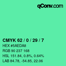 Color code: CMYK 62 / 0 / 29 / 7 | qconv.com