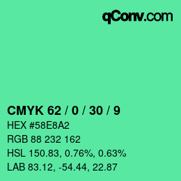 Color code: CMYK 62 / 0 / 30 / 9 | qconv.com
