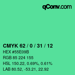 Color code: CMYK 62 / 0 / 31 / 12 | qconv.com