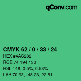 Farbcode: CMYK 62 / 0 / 33 / 24 | qconv.com
