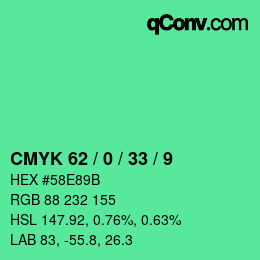 Color code: CMYK 62 / 0 / 33 / 9 | qconv.com