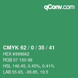 Color code: CMYK 62 / 0 / 35 / 41 | qconv.com
