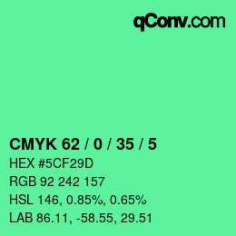 Color code: CMYK 62 / 0 / 35 / 5 | qconv.com