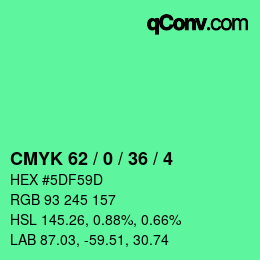 颜色代码: CMYK 62 / 0 / 36 / 4 | qconv.com