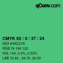 Color code: CMYK 62 / 0 / 37 / 24 | qconv.com