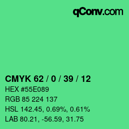 Color code: CMYK 62 / 0 / 39 / 12 | qconv.com