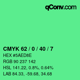 Color code: CMYK 62 / 0 / 40 / 7 | qconv.com