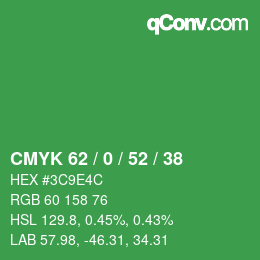 Código de color: CMYK 62 / 0 / 52 / 38 | qconv.com