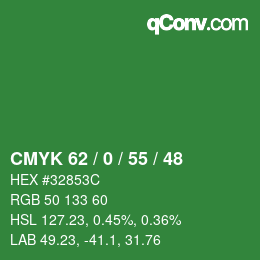 颜色代码: CMYK 62 / 0 / 55 / 48 | qconv.com
