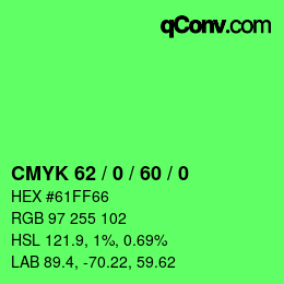 颜色代码: CMYK 62 / 0 / 60 / 0 | qconv.com