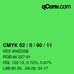 Color code: CMYK 62 / 0 / 60 / 11 | qconv.com