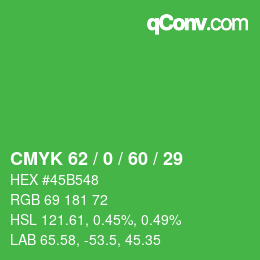 Color code: CMYK 62 / 0 / 60 / 29 | qconv.com