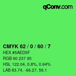 颜色代码: CMYK 62 / 0 / 60 / 7 | qconv.com