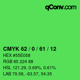 Color code: CMYK 62 / 0 / 61 / 12 | qconv.com