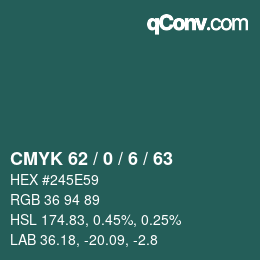 Color code: CMYK 62 / 0 / 6 / 63 | qconv.com
