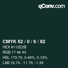 カラーコード: CMYK 62 / 0 / 6 / 82 | qconv.com