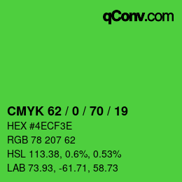 Color code: CMYK 62 / 0 / 70 / 19 | qconv.com