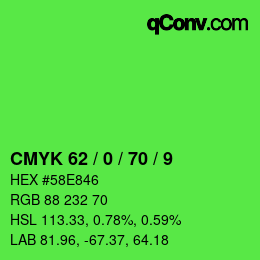 颜色代码: CMYK 62 / 0 / 70 / 9 | qconv.com