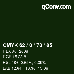 颜色代码: CMYK 62 / 0 / 78 / 85 | qconv.com
