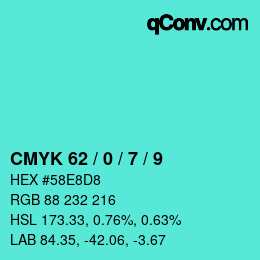 Color code: CMYK 62 / 0 / 7 / 9 | qconv.com