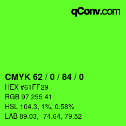 Código de color: CMYK 62 / 0 / 84 / 0 | qconv.com