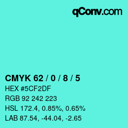颜色代码: CMYK 62 / 0 / 8 / 5 | qconv.com