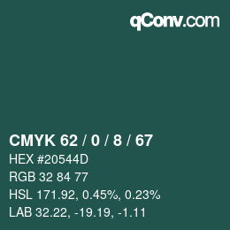 カラーコード: CMYK 62 / 0 / 8 / 67 | qconv.com