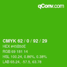 Color code: CMYK 62 / 0 / 92 / 29 | qconv.com