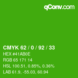 カラーコード: CMYK 62 / 0 / 92 / 33 | qconv.com