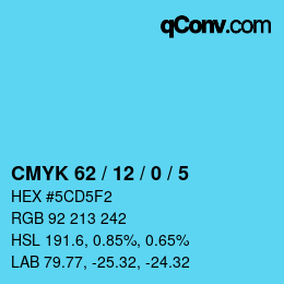 Color code: CMYK 62 / 12 / 0 / 5 | qconv.com