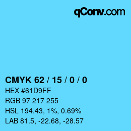 Color code: CMYK 62 / 15 / 0 / 0 | qconv.com