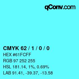 カラーコード: CMYK 62 / 1 / 0 / 0 | qconv.com