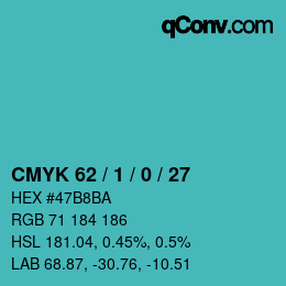 颜色代码: CMYK 62 / 1 / 0 / 27 | qconv.com