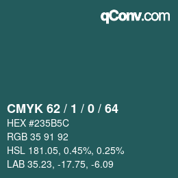 カラーコード: CMYK 62 / 1 / 0 / 64 | qconv.com