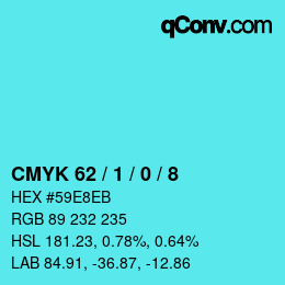 カラーコード: CMYK 62 / 1 / 0 / 8 | qconv.com