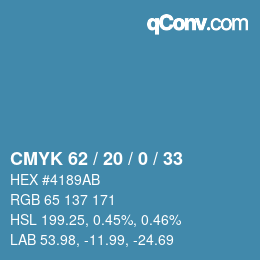 Color code: CMYK 62 / 20 / 0 / 33 | qconv.com